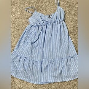 H&M Light Blue & White Striped Sundress